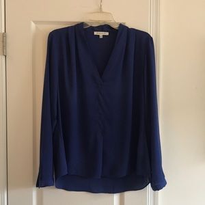 Rose + Olive blue long sleeve blouse.